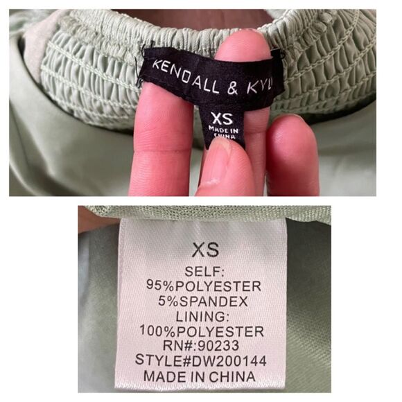 Kendall & Kylie Bustier Slit Satin Women's Mini Dress Sage Green (Size XS) - Picture 11 of 12